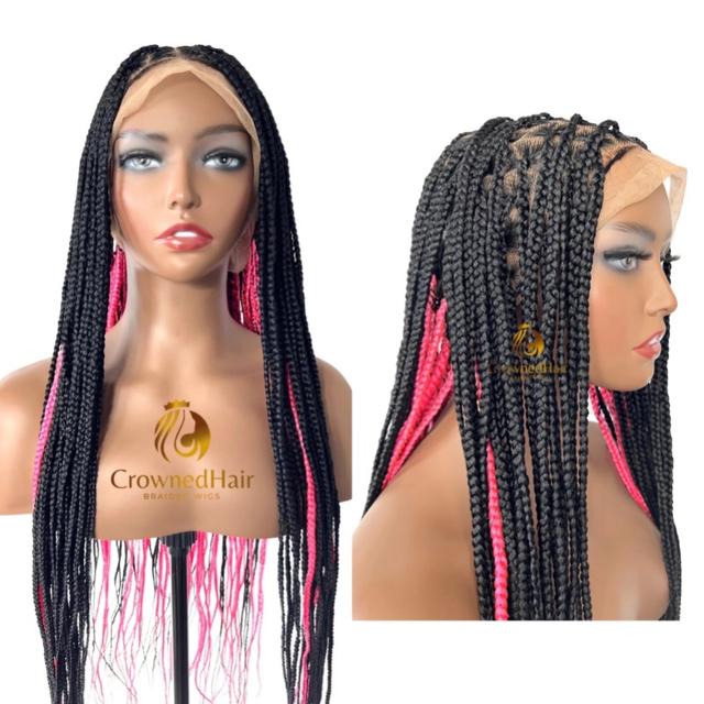 Knotless braided wig -hidden pink styled by Betty Abbey - Upgrade Boutique